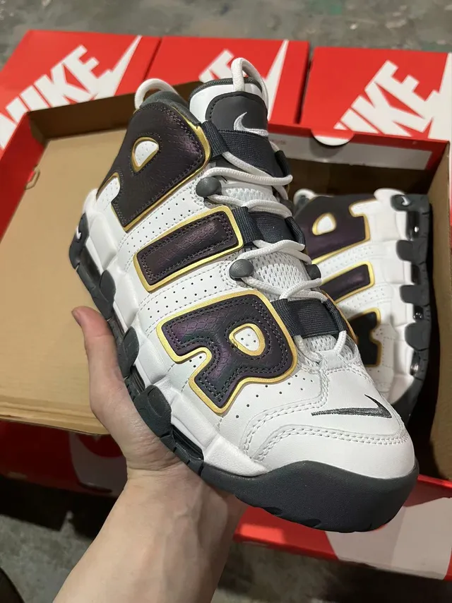 Nike Air More Uptempo White Purple Gold Basketball Shoes 2