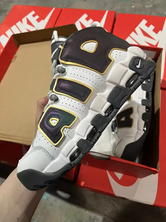 Nike Air More Uptempo White Purple Gold Basketball Shoes 3