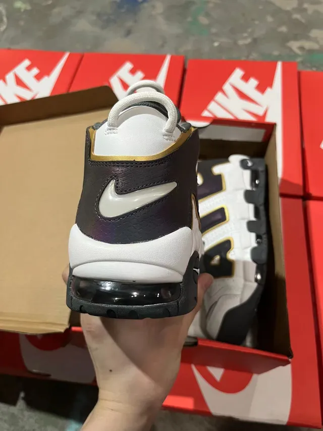 Nike Air More Uptempo White Purple Gold Basketball Shoes 5