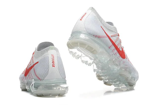 Nike Air VaporMax Flyknit Gray and Red Running Shoes 2