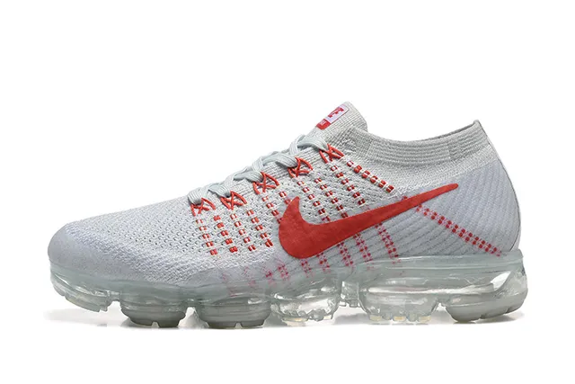 Nike Air VaporMax Flyknit Gray and Red Running Shoes 4