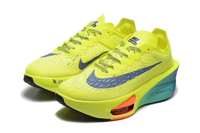 Nike Air Zoom Alphafly 3 Neon Yellow Blue Running Shoes 2