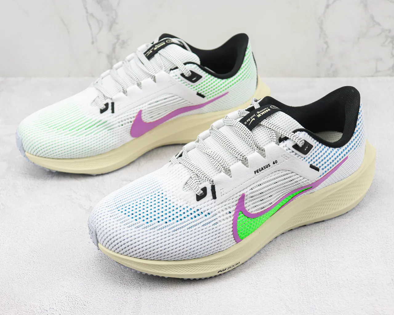 Nike Air Zoom Pegasus 40 Chaussures de course blanches violettes vertes 4