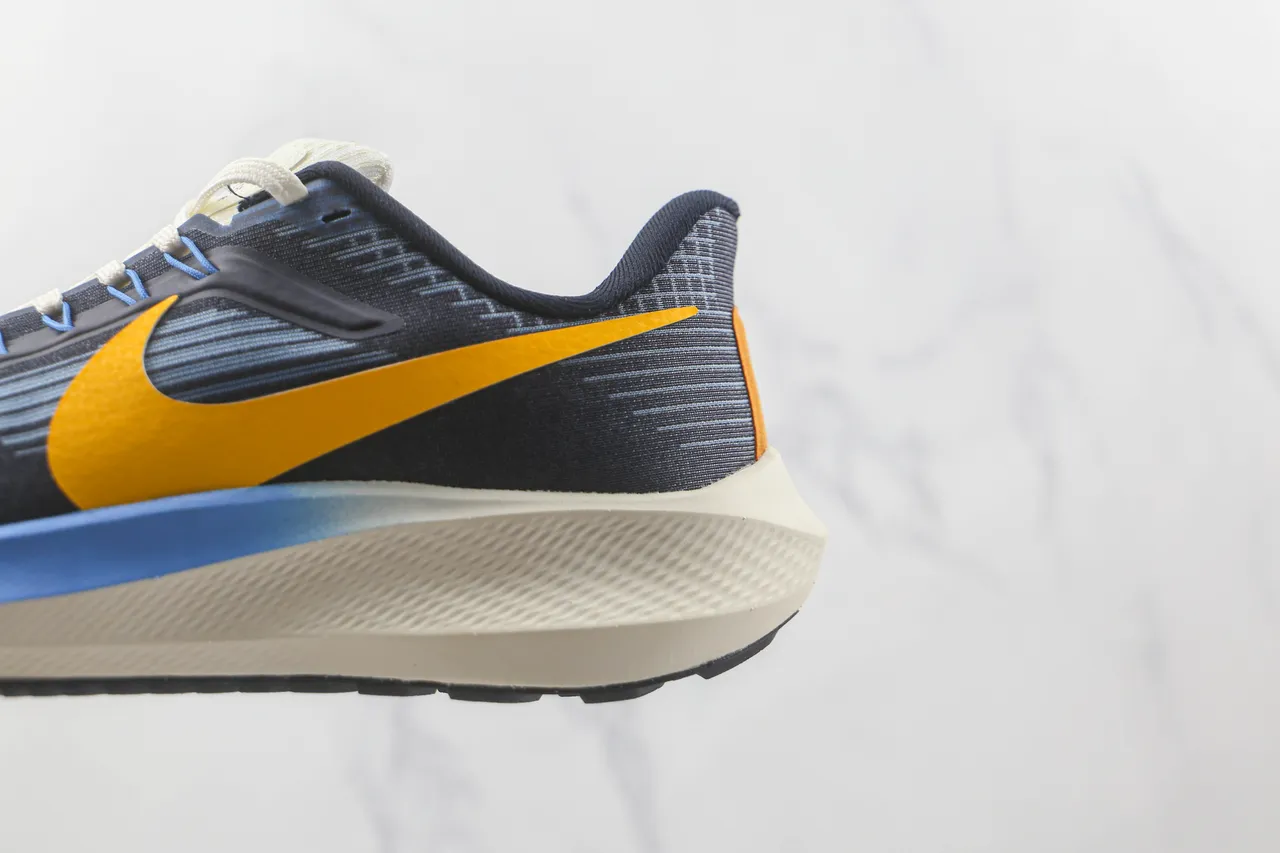Nike Air Zoom Pegasus Navy Yellow Engineered Knit Upper Layered Foam Midsole Running Shoes 7