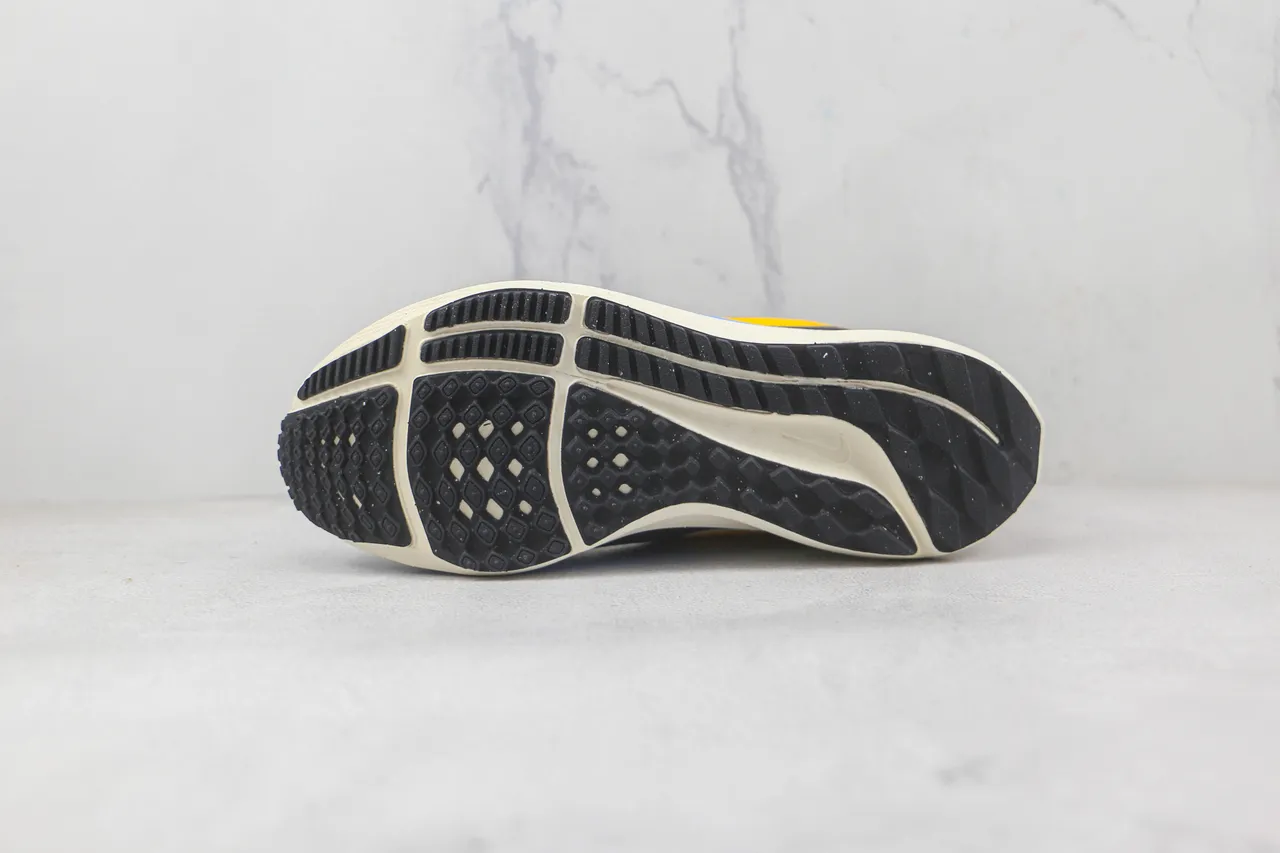 Nike Air Zoom Pegasus Navy Yellow Engineered Knit Upper Layered Foam Midsole Running Shoes 8