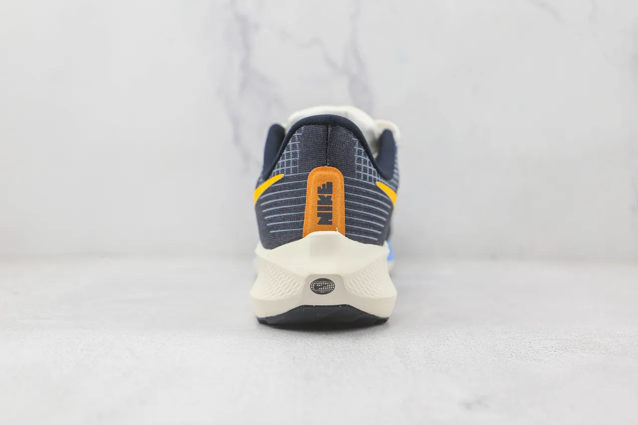 Nike Air Zoom Pegasus Navy Yellow Engineered Knit Upper Layered Foam Midsole Running Shoes 9