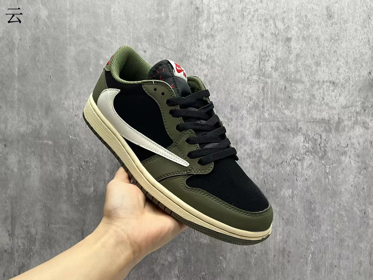 Nike Army Green Black Low-Top Silhouette Oversized White Swoosh Lifestyle Sneakers 2