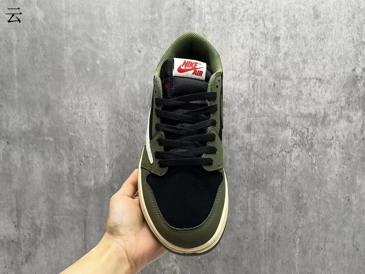 Nike Army Green Black Low-Top Silhouette Oversized White Swoosh Lifestyle Sneakers 3