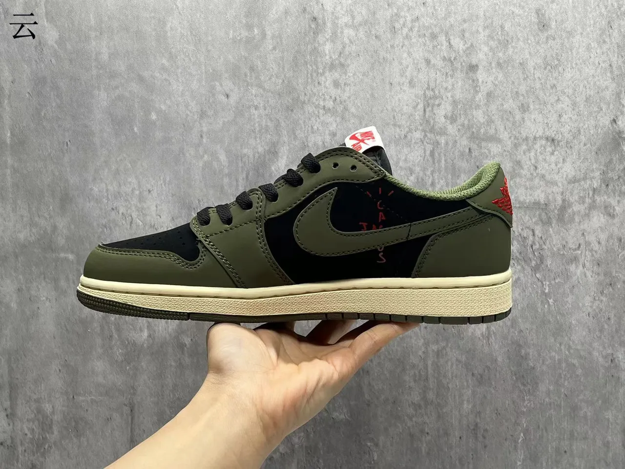 Nike Army Green Black Low-Top Silhouette Oversized White Swoosh Lifestyle Sneakers 5