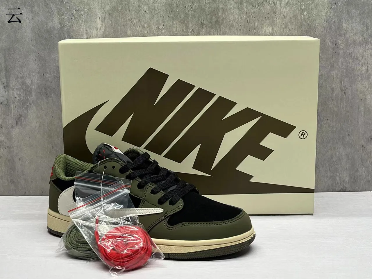 Nike Army Green Black Low-Top Silhouette Oversized White Swoosh Lifestyle Sneakers 7