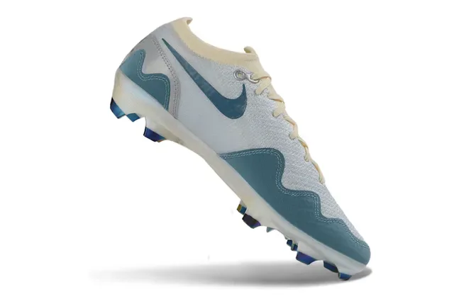 Nike Beige Bleu Overlays Ondulés Synthétiques Contrefort Talon Iridescent Firm-Ground Chaussures de Football 2