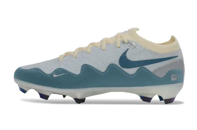 Nike Beige Bleu Overlays Ondulés Synthétiques Contrefort Talon Iridescent Firm-Ground Chaussures de Football 7