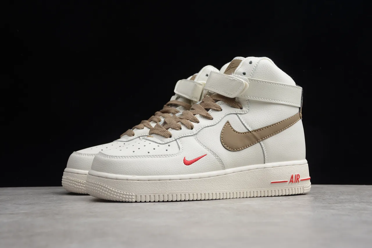 Nike Beige Brown High-Top Leather Upper Lifestyle Sneakers 6