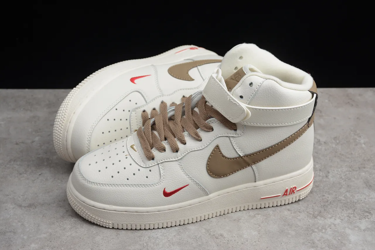 Nike Beige Brown High-Top Leather Upper Lifestyle Sneakers 16