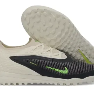 Nike Beige Green Knit Upper Textured Off-White Base Turf Soccer Shoes