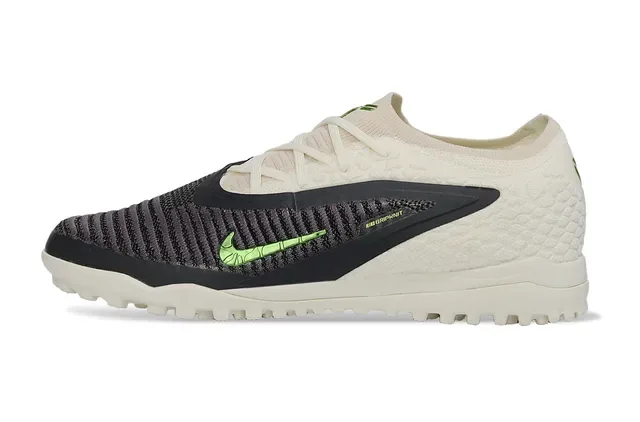 Nike Beige Green Knit Upper Textured Off-White Base Turf Soccer Shoes 5