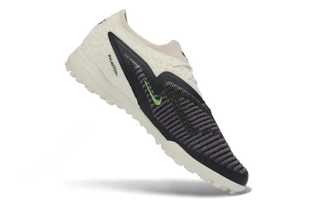 Nike Beige Green Knit Upper Textured Off-White Base Turf Soccer Shoes 7