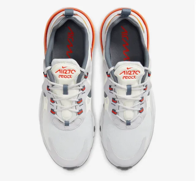 نايك بيج أورانج سنيكرز لايف ستايل أعلى شبكي وصناعي في طبقات أوفرسايز مرئي Air Cushioning وحدة 4