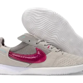 Nike Beige Pink Low-Top Suede And Mesh Upper Indoor Soccer Shoes