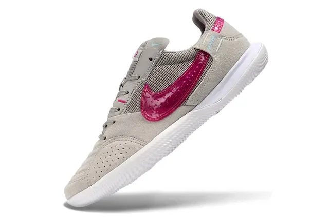 Nike Beige Pink Low-Top Suede And Mesh Upper Indoor Soccer Shoes 3