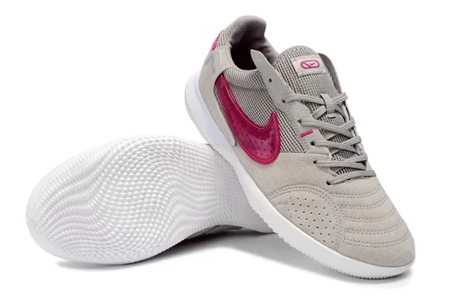 Nike Beige Pink Low-Top Suede And Mesh Upper Indoor Soccer Shoes 4
