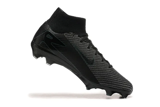 Nike Black Blue High-Cut Sock-Fit Collar Textured Knit Upper Firm-Ground Soccer Shoes 4