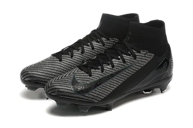 Nike Black Blue High-Cut Sock-Fit Collar Textured Knit Upper Firm-Ground Soccer Shoes 8