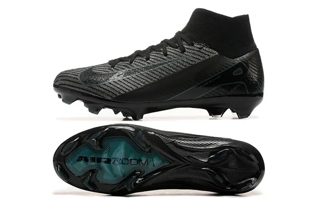 Nike Black Blue High-Cut Sock-Fit Collar Textured Knit Upper Firm-Ground Soccer Shoes 9
