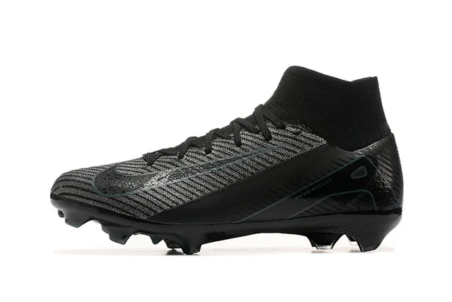 Nike Black Blue High-Cut Sock-Fit Collar Textured Knit Upper Firm-Ground Soccer Shoes 10