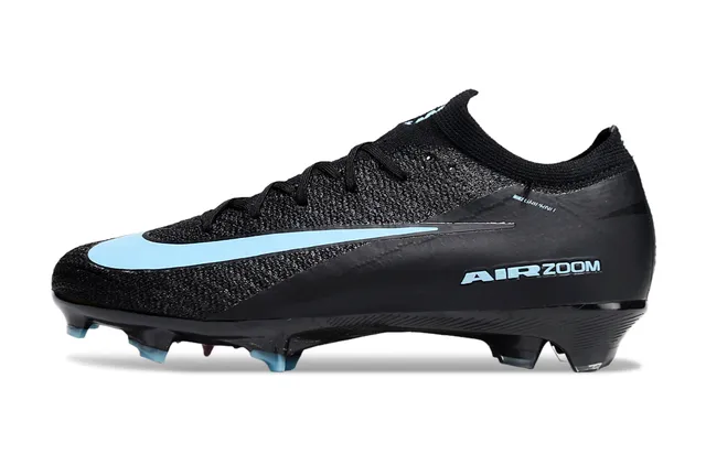Nike Black Blue Low-Cut Sock-Fit Upper Textured Flyknit Construction Firm-Ground Soccer Shoes 8