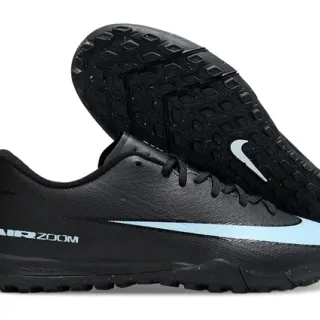 Nike Black Blue Low-Cut Synthetic Upper Light Swoosh Accent Turf Soccer Shoes