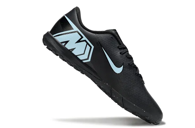 Nike Negro Azul Bajo Corte Superior Sintético Ligero Swoosh Acento Turf Zapatos de Fútbol 2