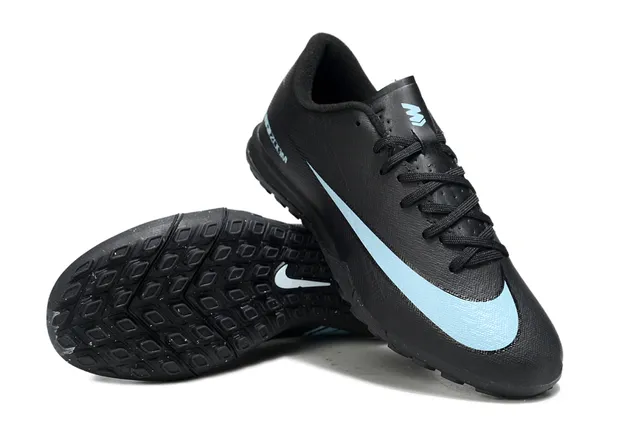 Nike Negro Azul Bajo Corte Superior Sintético Ligero Swoosh Acento Turf Zapatos de Fútbol 4