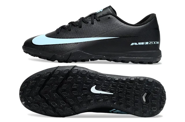 Nike Negro Azul Bajo Corte Superior Sintético Ligero Swoosh Acento Turf Zapatos de Fútbol 6