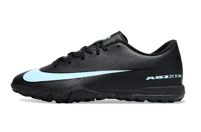 Nike Negro Azul Bajo Corte Superior Sintético Ligero Swoosh Acento Turf Zapatos de Fútbol 7