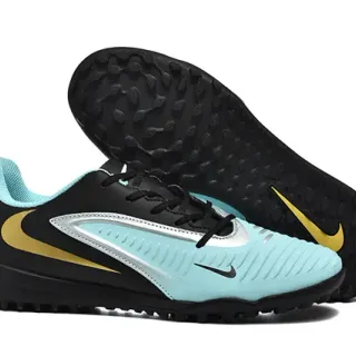 Nike Black Blue Low-Cut Synthetic Upper Textured Forefoot Overlay Turf Soccer Shoes