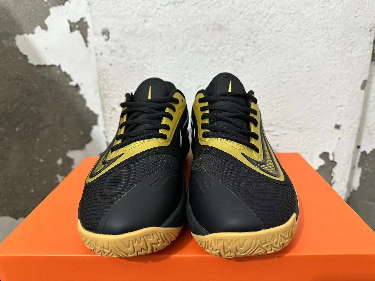 Nike Black Gold Perforated Mesh Upper Accent Panels Sneakers 3