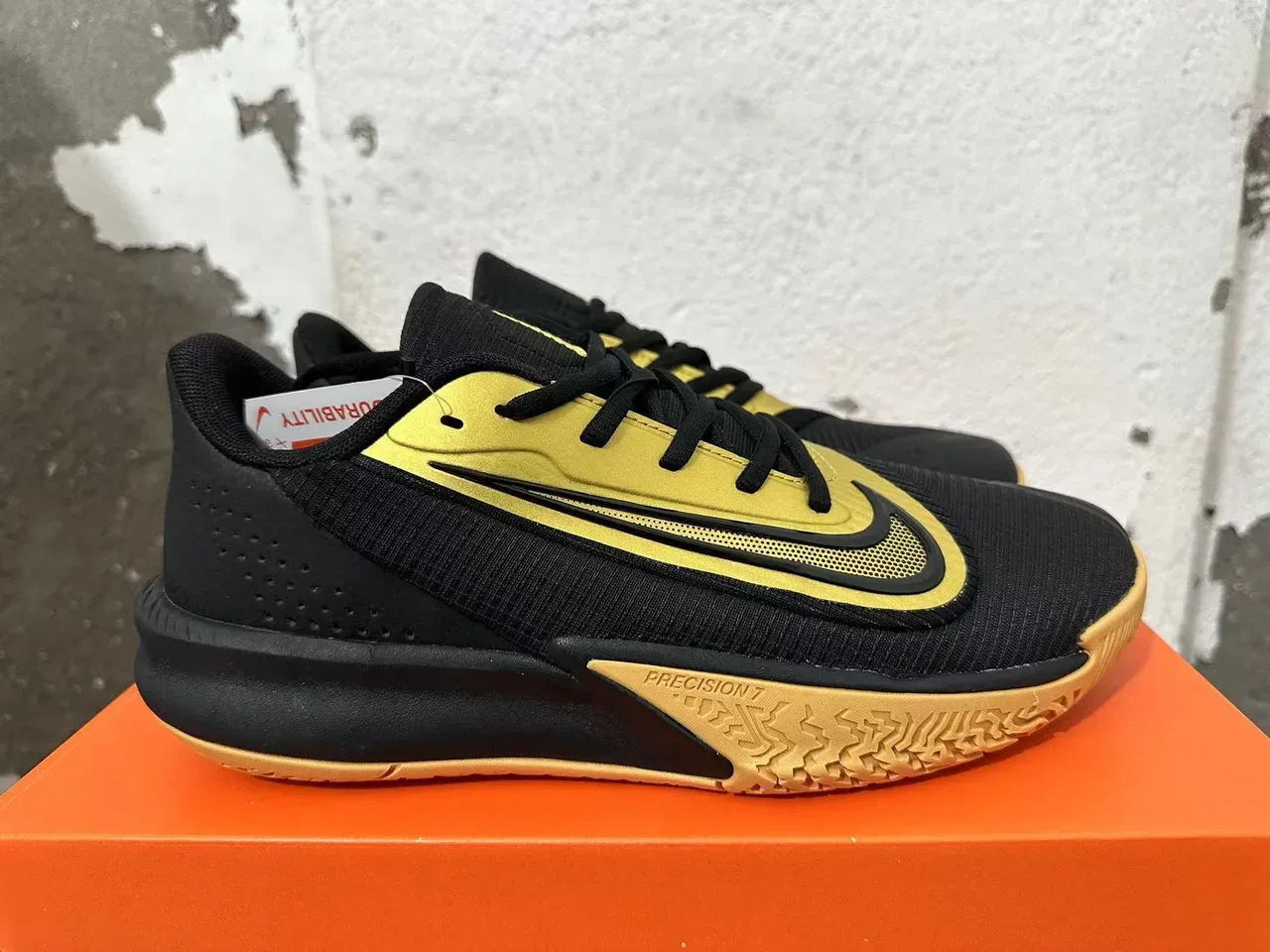 Nike Black Gold Perforated Mesh Upper Accent Panels Sneakers 4