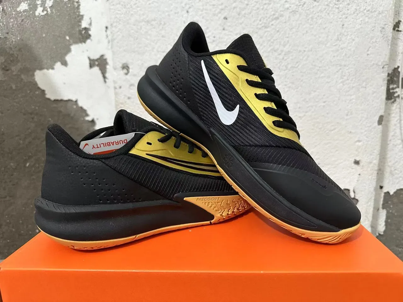 Nike Black Gold Perforated Mesh Upper Accent Panels Sneakers 5
