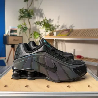 Nike Black Gray Shox Column Cushioning Iridescent Midsole Lifestyle Sneakers