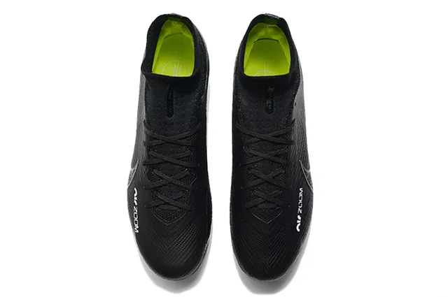 Nike Black Green High-Cut Flyknit Collar Textured Synthetic Upper Firm-Ground Soccer Shoes 2