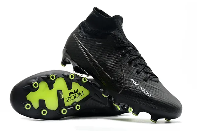 Nike Black Green High-Cut Flyknit Collar Textured Synthetic Upper Firm-Ground Soccer Shoes 3