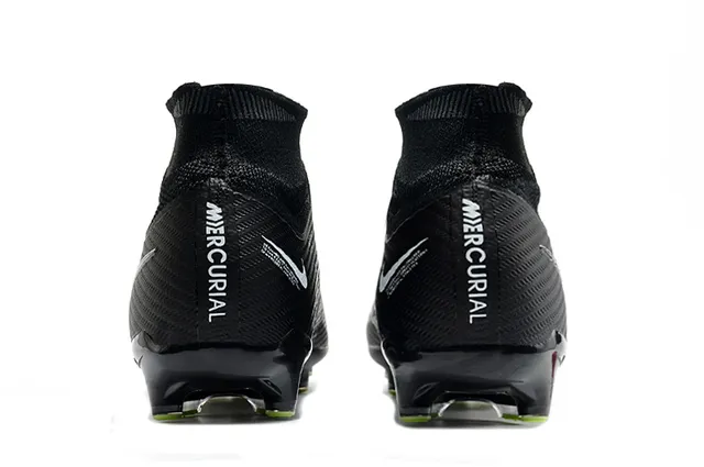 Nike Black Green High-Cut Flyknit Collar Textured Synthetic Upper Firm-Ground Soccer Shoes 4