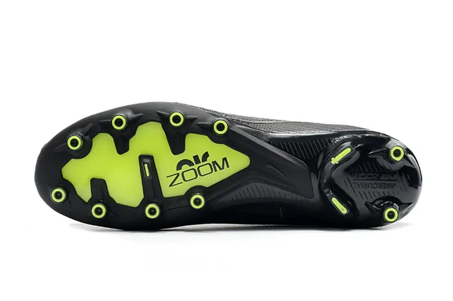 Nike Black Green High-Cut Flyknit Collar Textured Synthetic Upper Firm-Ground Soccer Shoes 6