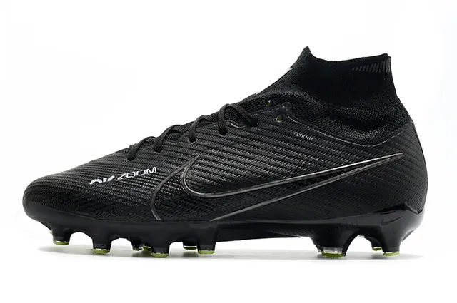 Nike Black Green High-Cut Flyknit Collar Textured Synthetic Upper Firm-Ground Soccer Shoes 8