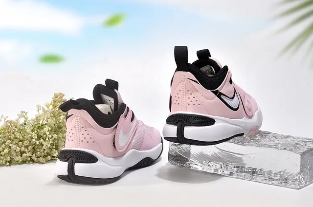 Nike Black Pink Low-Top Dual-Strap Closure Basketball Shoes 8