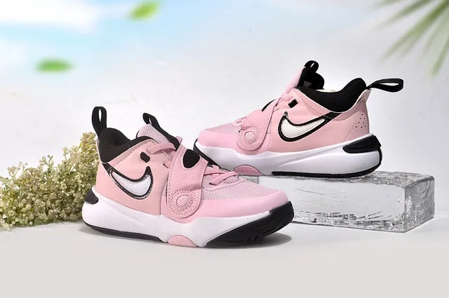 Nike Black Pink Low-Top Dual-Strap Closure Basketball Shoes 11