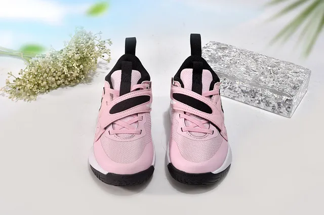 Nike Black Pink Low-Top Dual-Strap Closure Basketball Shoes 14