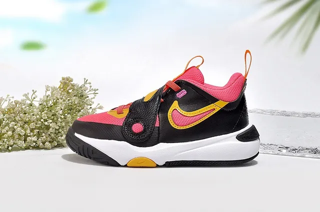 Nike Black Pink Low-Top Dual-Strap Closure Basketball Shoes 21