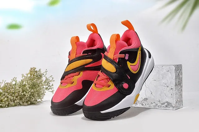 Nike Black Pink Low-Top Dual-Strap Closure Basketball Shoes 22